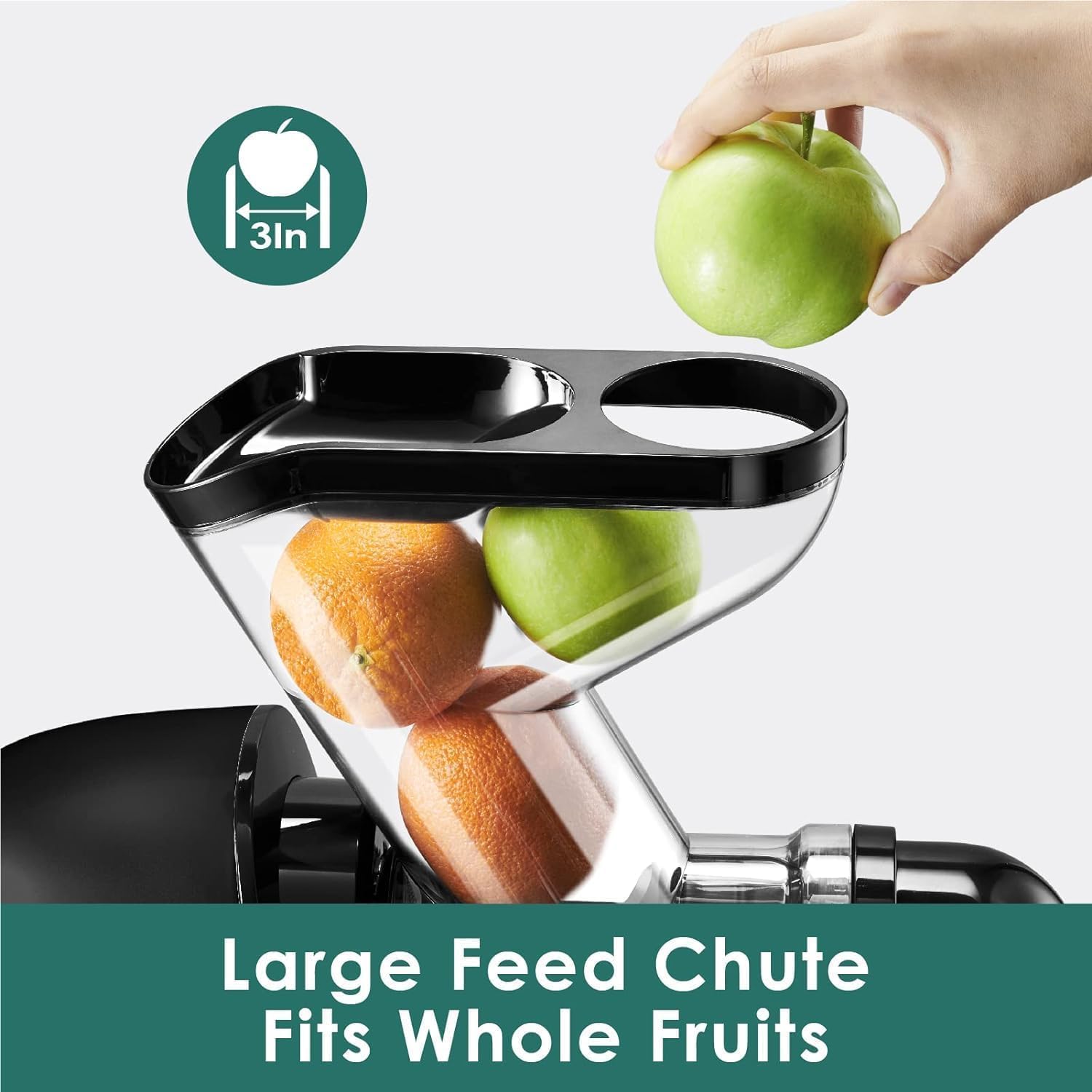 Extracteur de jus à pression à froid Fretta Edge Max F3000, mastication lente (200 W, matériau Tritan, fonction inverse, double goulotte d'alimentation en forme de Y) 