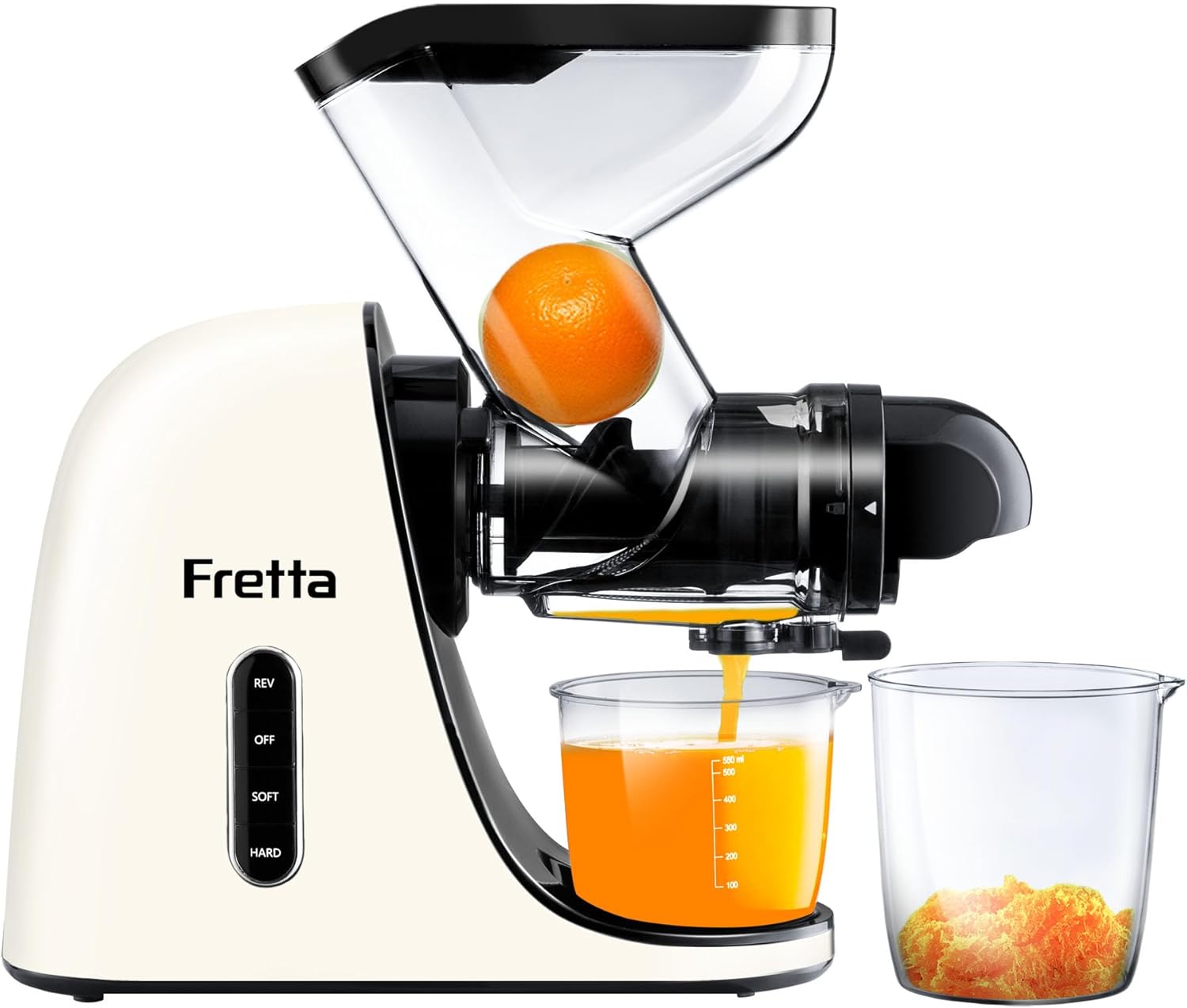 Fretta Extracteur De Jus 200W Ouverture XL 108mm - Pression à Froid Noir